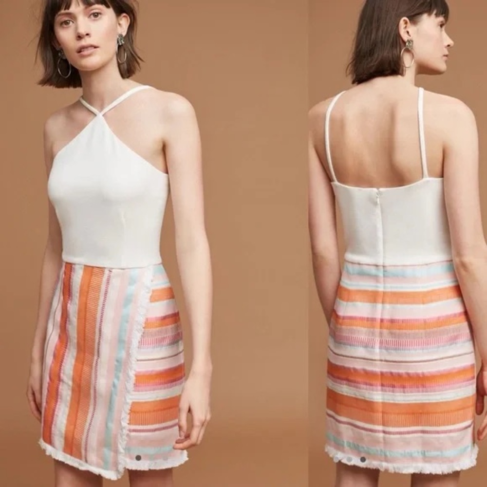 NWT Hutch Anthropologie Kalyn Halter Dress with Fringe Size 14